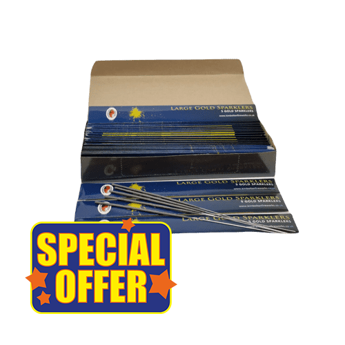 Large Gold Sparklers (24cm) - Box of 25pks of 5 (125 Sparklers)