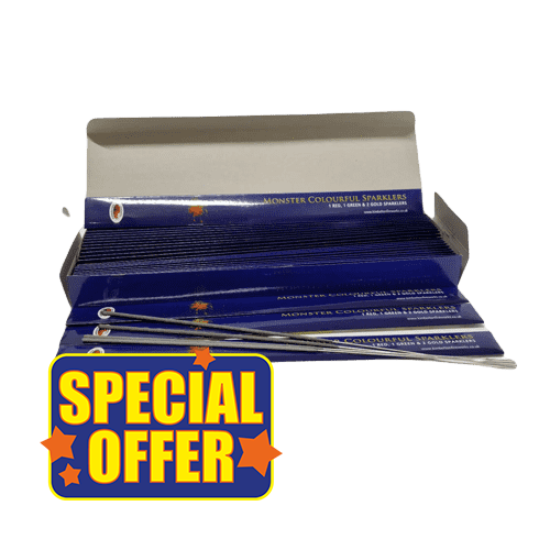 Load and play video in Gallery viewer, Monster Coloured Sparklers (40cm) -  Box of 25pks of 4 (100 Sparklers)