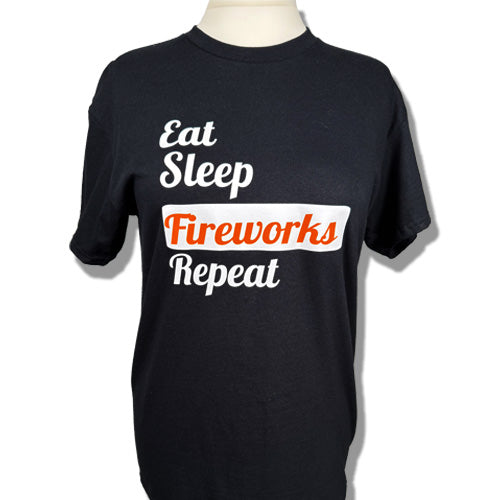 Load image into Gallery viewer, T-Shirt: Eat Sleep Fireworks Repeat
